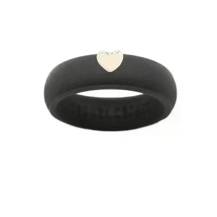 Puffy Gold Heart Silicone Ring - Size 8