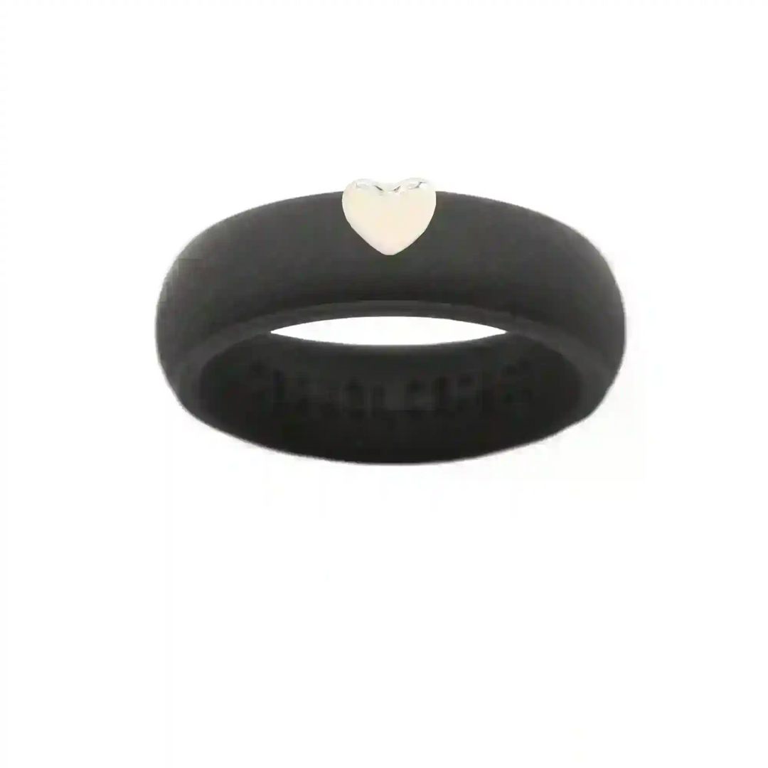 Puffy Gold Heart Silicone Ring - Size 8