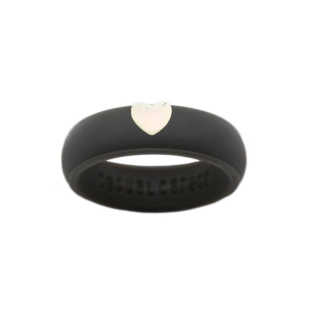 Puffy Gold Heart Silicone Ring - Size 9