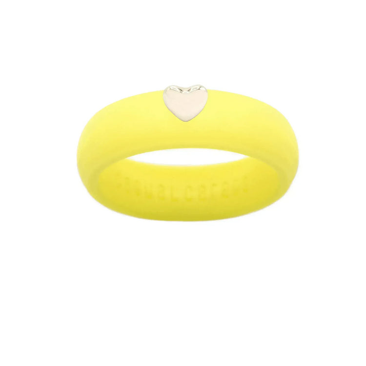 Puffy Gold Heart Silicone Ring - Size 9