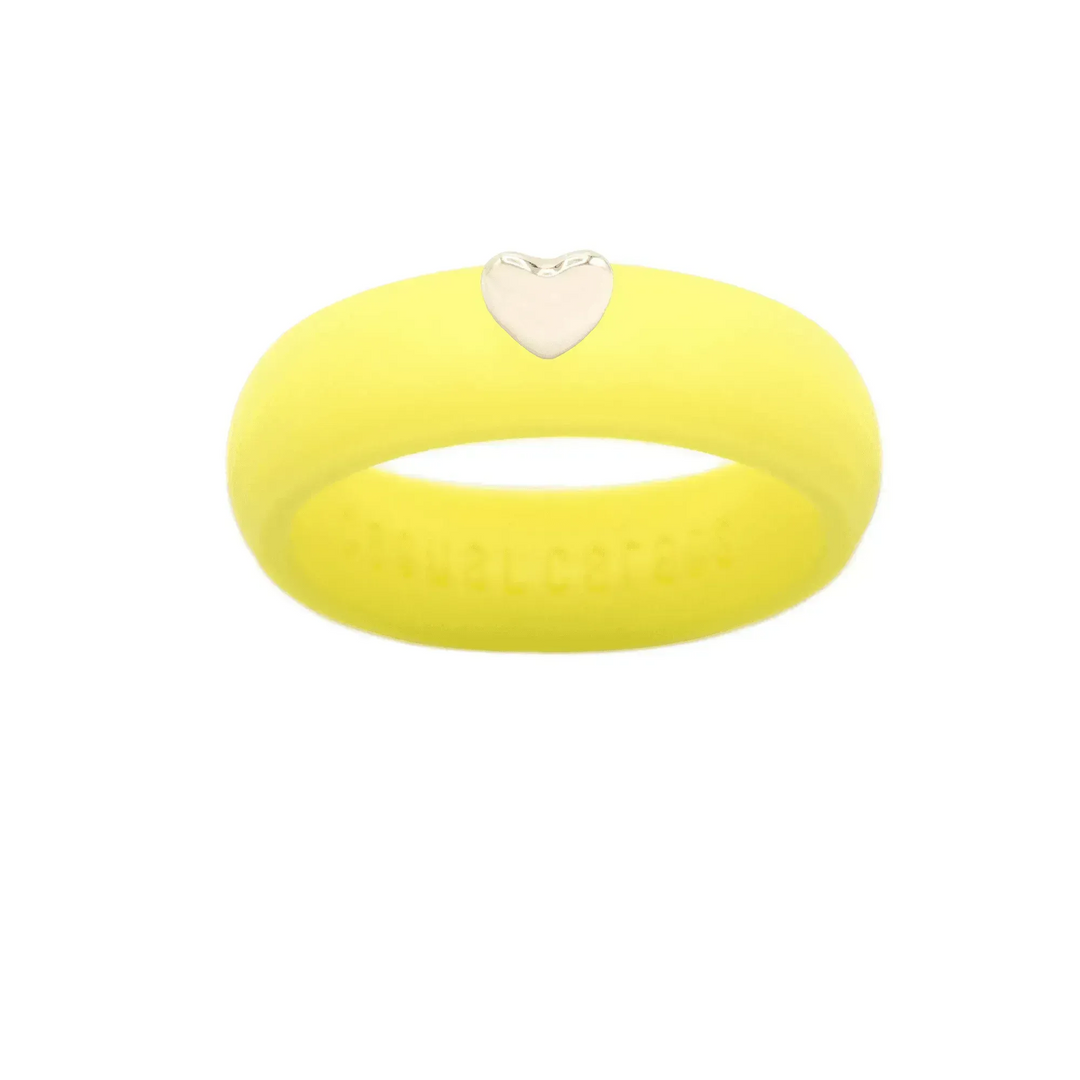 Puffy Gold Heart Silicone Ring - Size 9