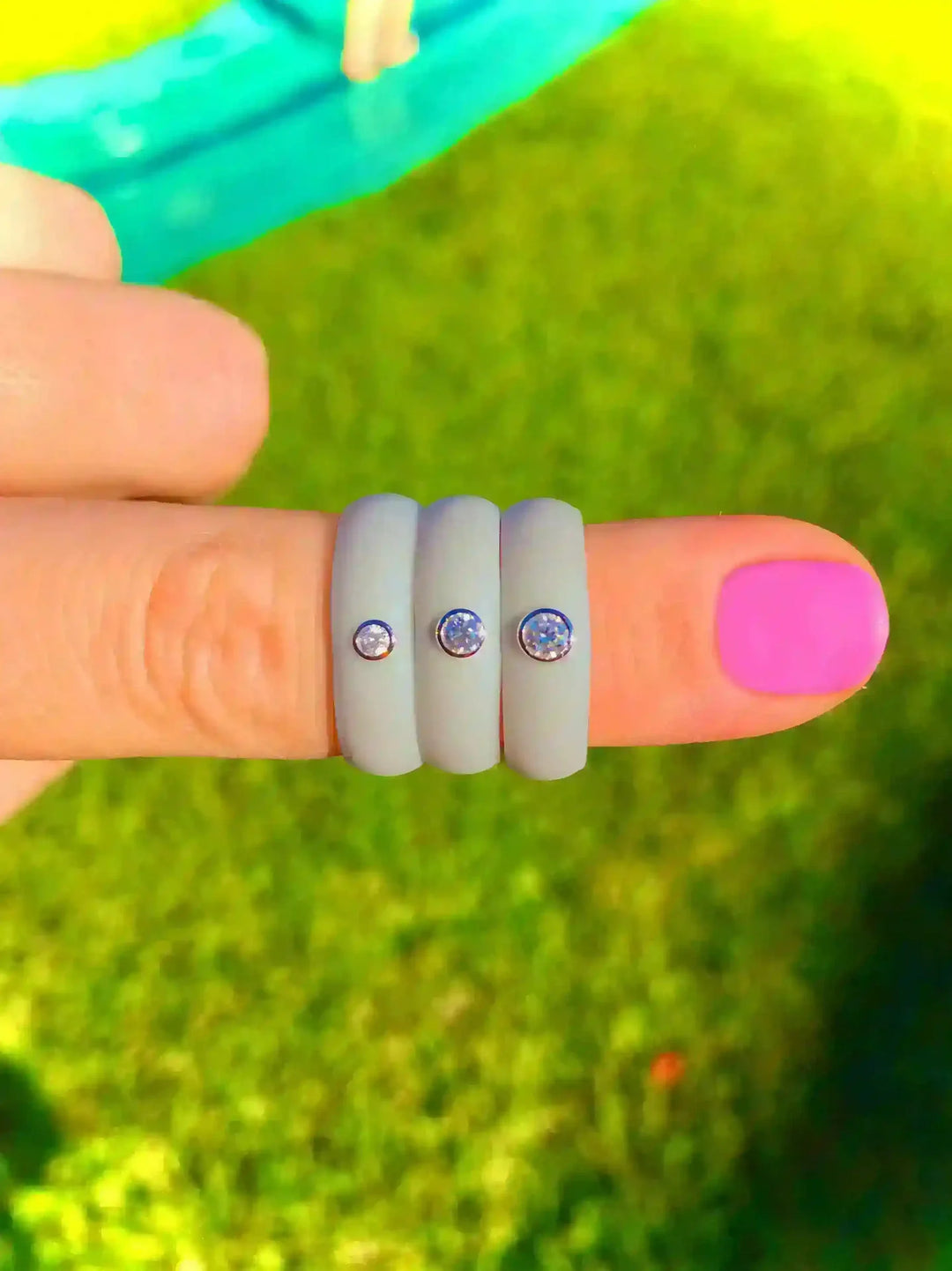 Powder Blue Diamond Silicone Ring