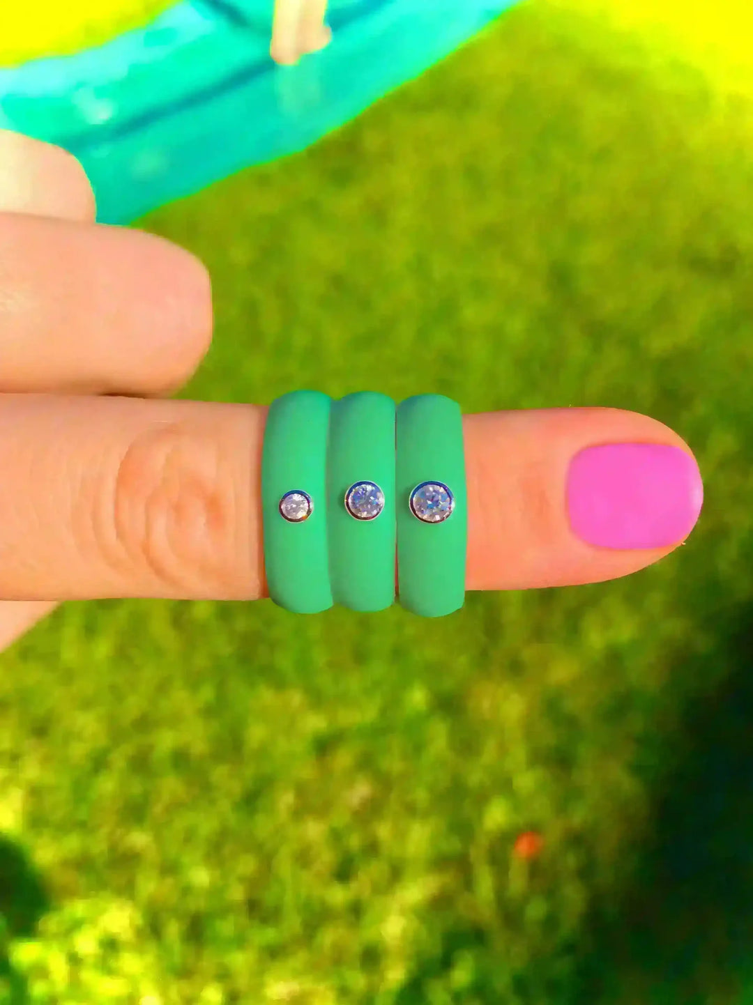 Retro Green Diamond Silicone Ring