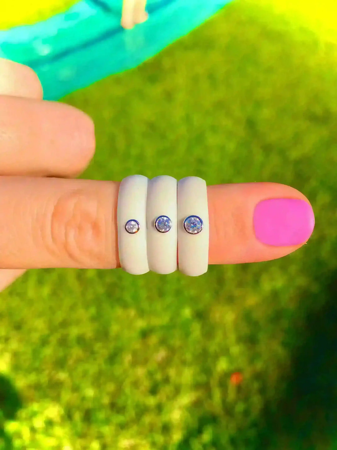 White Diamond Silicone Ring