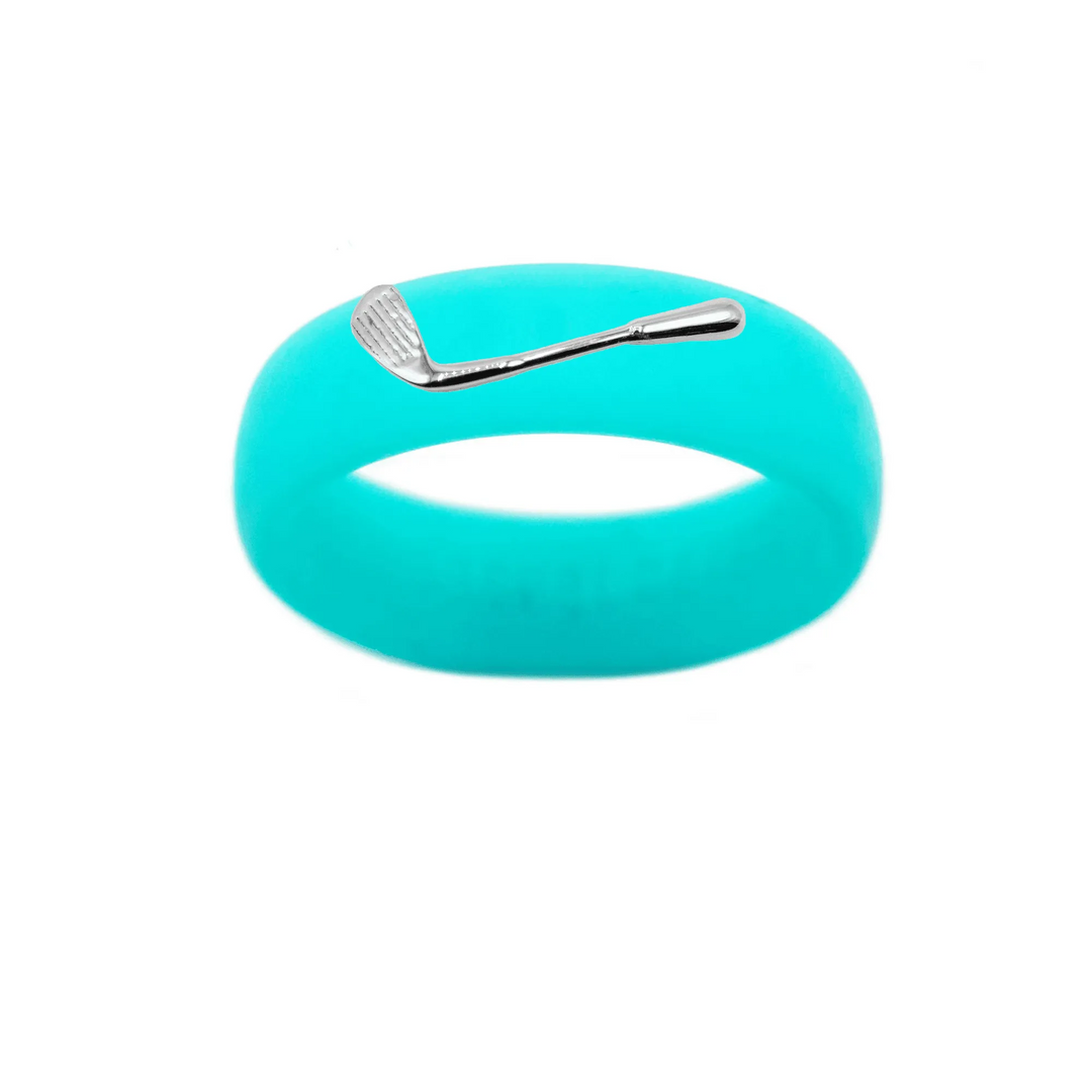 Sterling Silver Golf Club Silicone Ring - Size 7