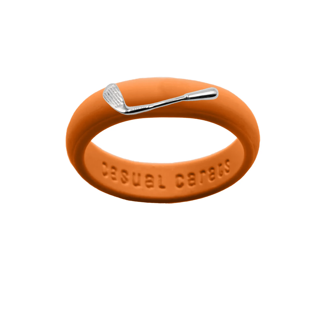 Sterling Silver Golf Club Silicone Ring - Size 7