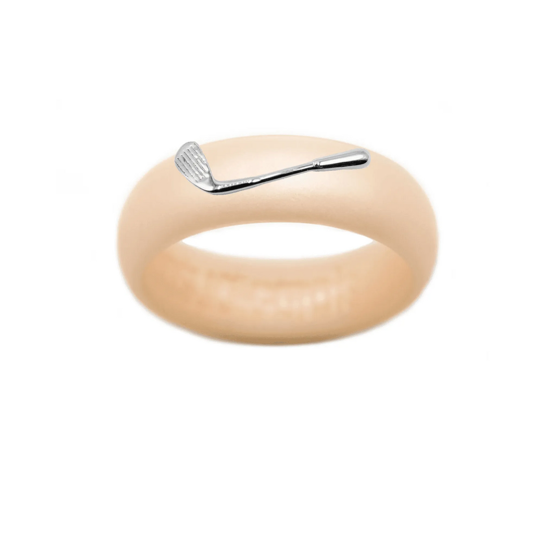 Sterling Silver Golf Club Silicone Ring - Size 7
