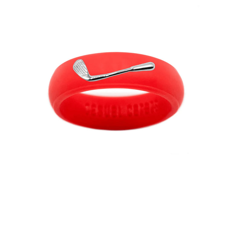 Sterling Silver Golf Club Silicone Ring - Size 7