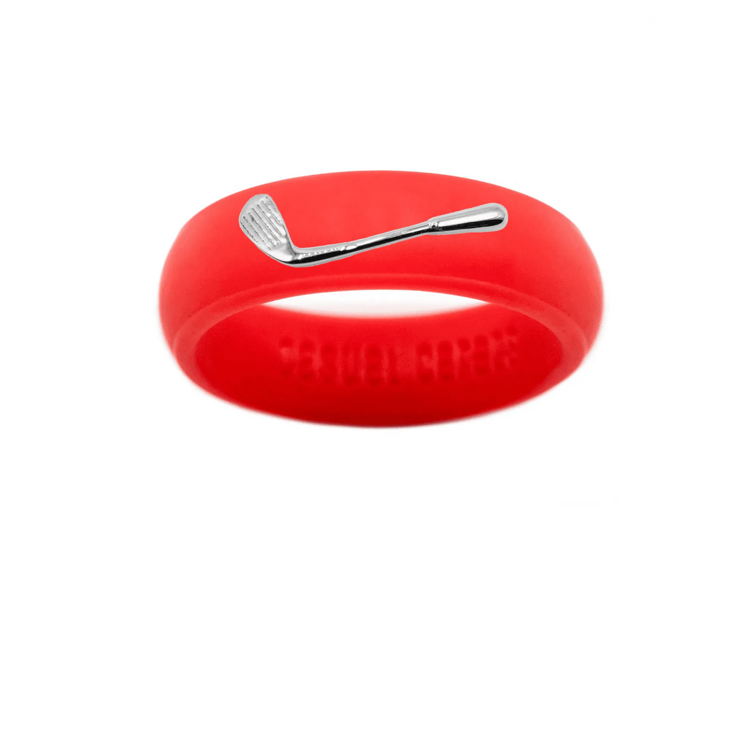 Sterling Silver Golf Club Silicone Ring - Size 7