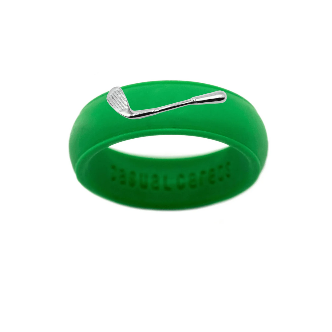 Sterling Silver Golf Club Silicone Ring - Size 7