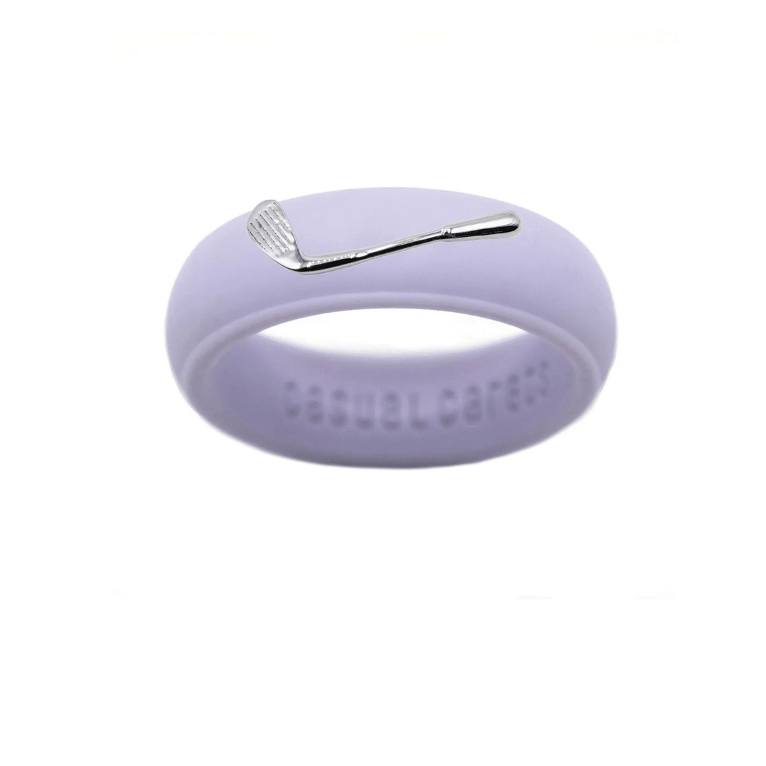 Sterling Silver Golf Club Silicone Ring - Size 7