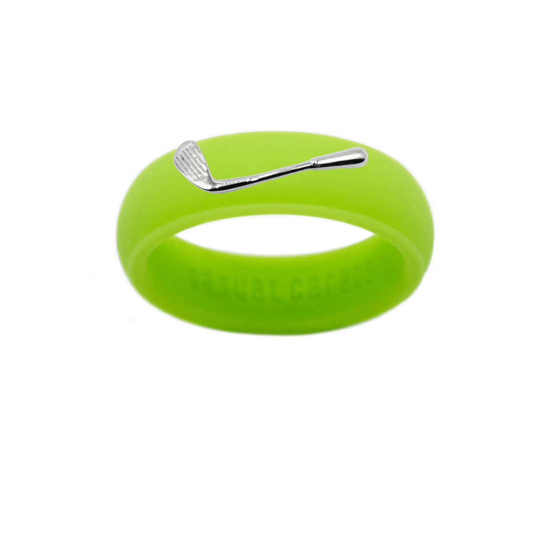 Sterling Silver Golf Club Silicone Ring - Size 7