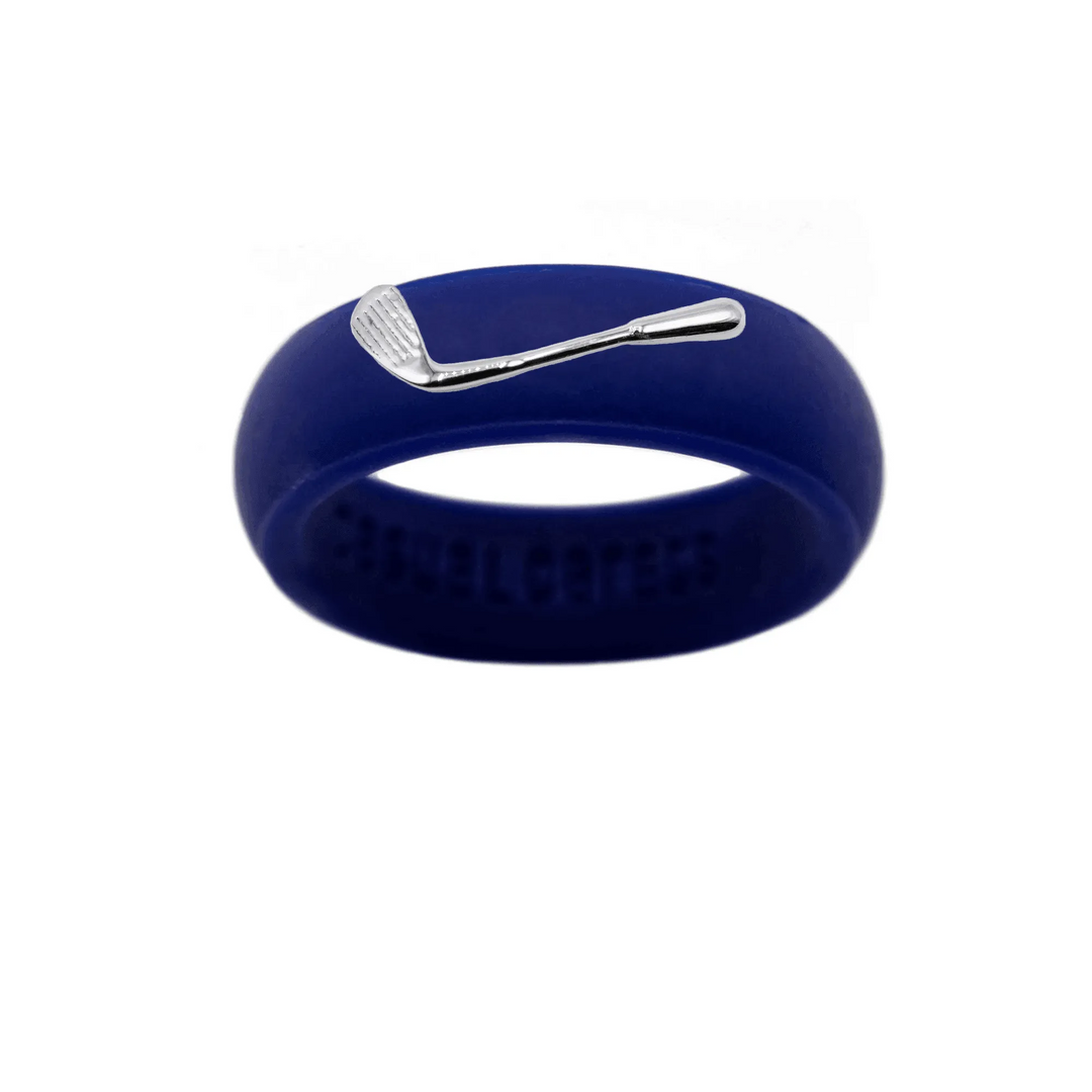 Sterling Silver Golf Club Silicone Ring - Size 7