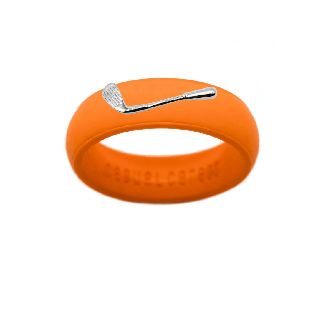 Sterling Silver Golf Club Silicone Ring - Size 7