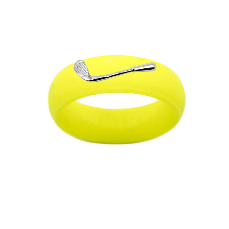 Sterling Silver Golf Club Silicone Ring - Size 7