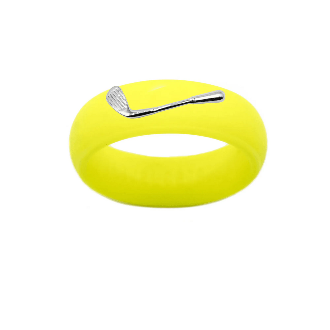 Sterling Silver Golf Club Silicone Ring - Size 7