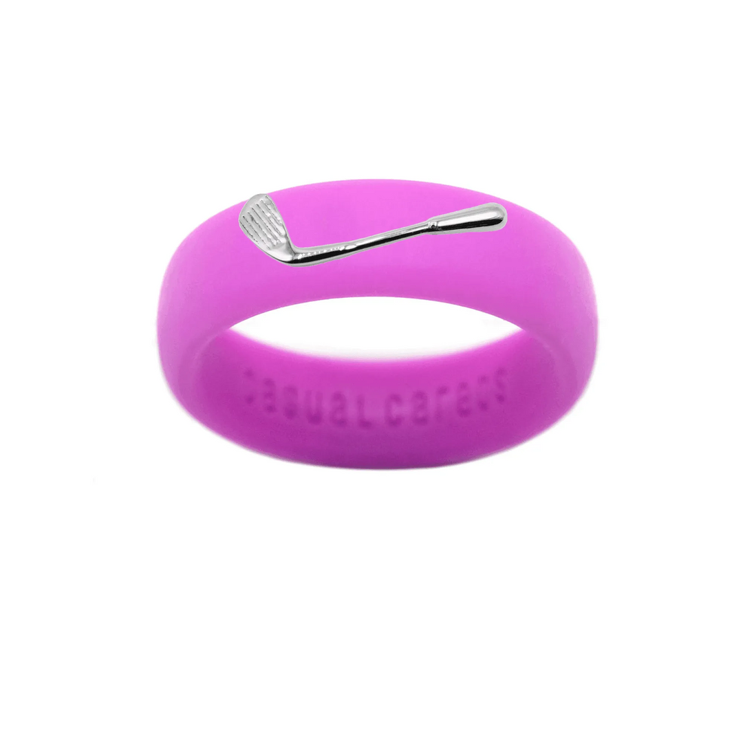 Sterling Silver Golf Club Silicone Ring - Size 7