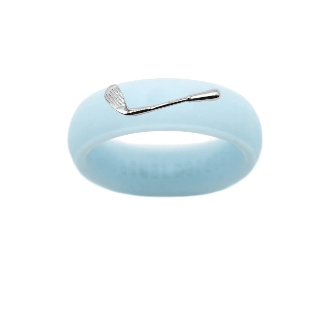 Sterling Silver Golf Club Silicone Ring - Size 7
