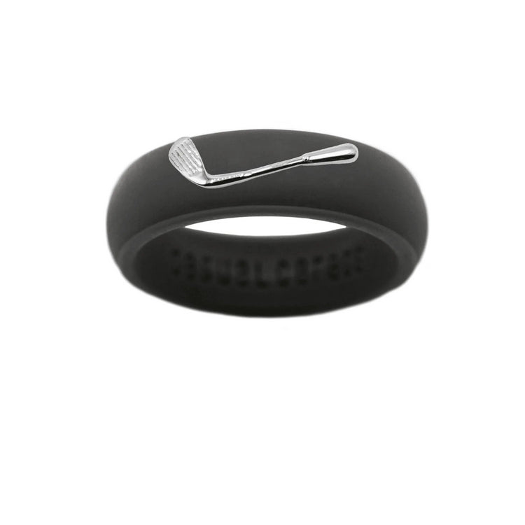 Sterling Silver Golf Club Silicone Ring - Size 7
