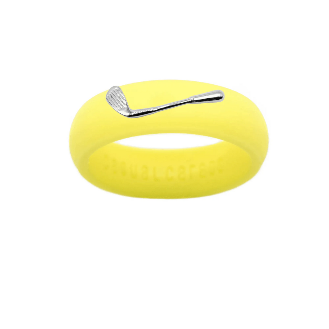 Sterling Silver Golf Club Silicone Ring - Size 7