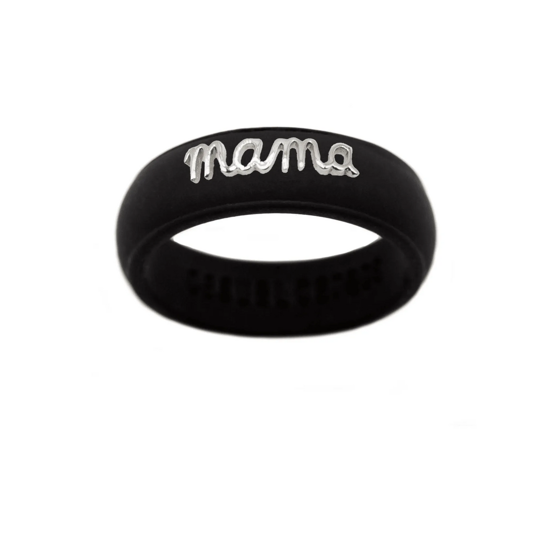 Sterling Silver Mama Silicone Ring - Size 5