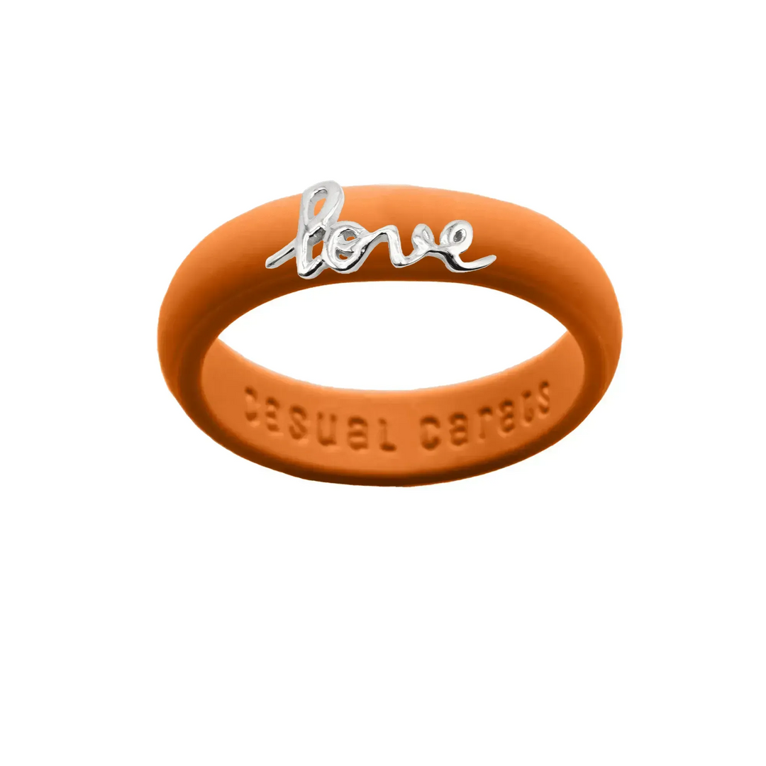 Sterling Silver Script "Love" Silicone Ring - Size 8