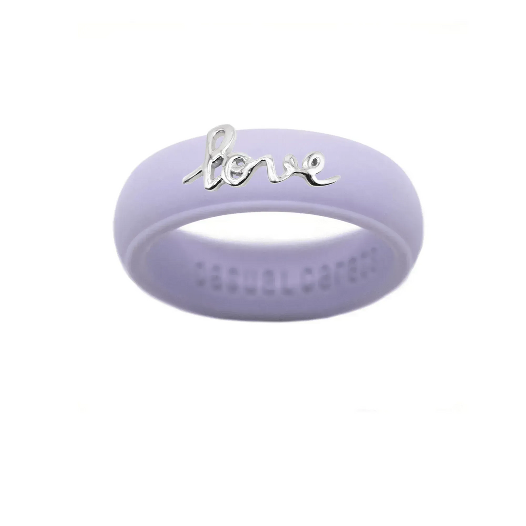 Sterling Silver Script "Love" Silicone Ring - Size 8