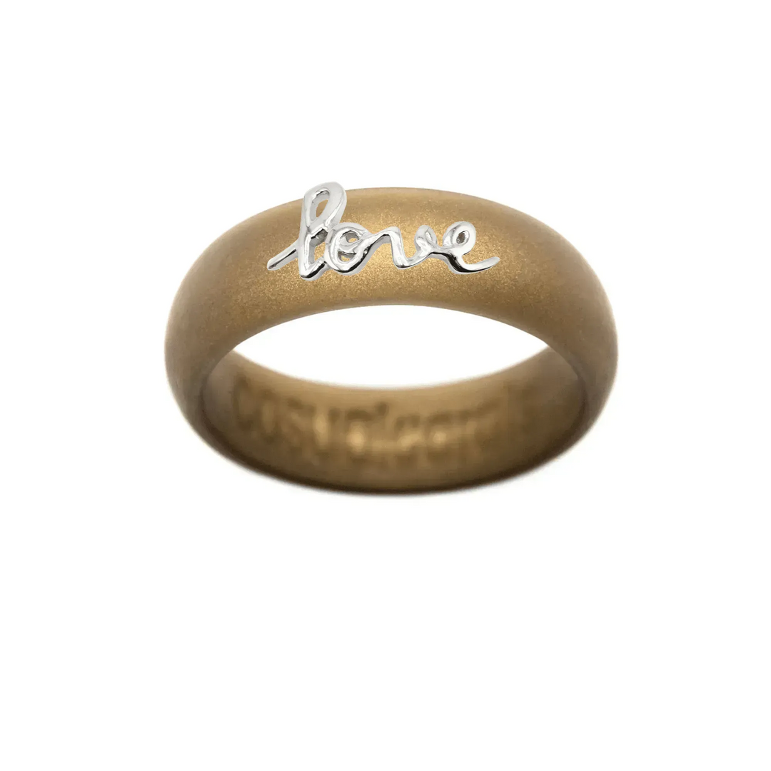 Sterling Silver Script "Love" Silicone Ring - Size 8