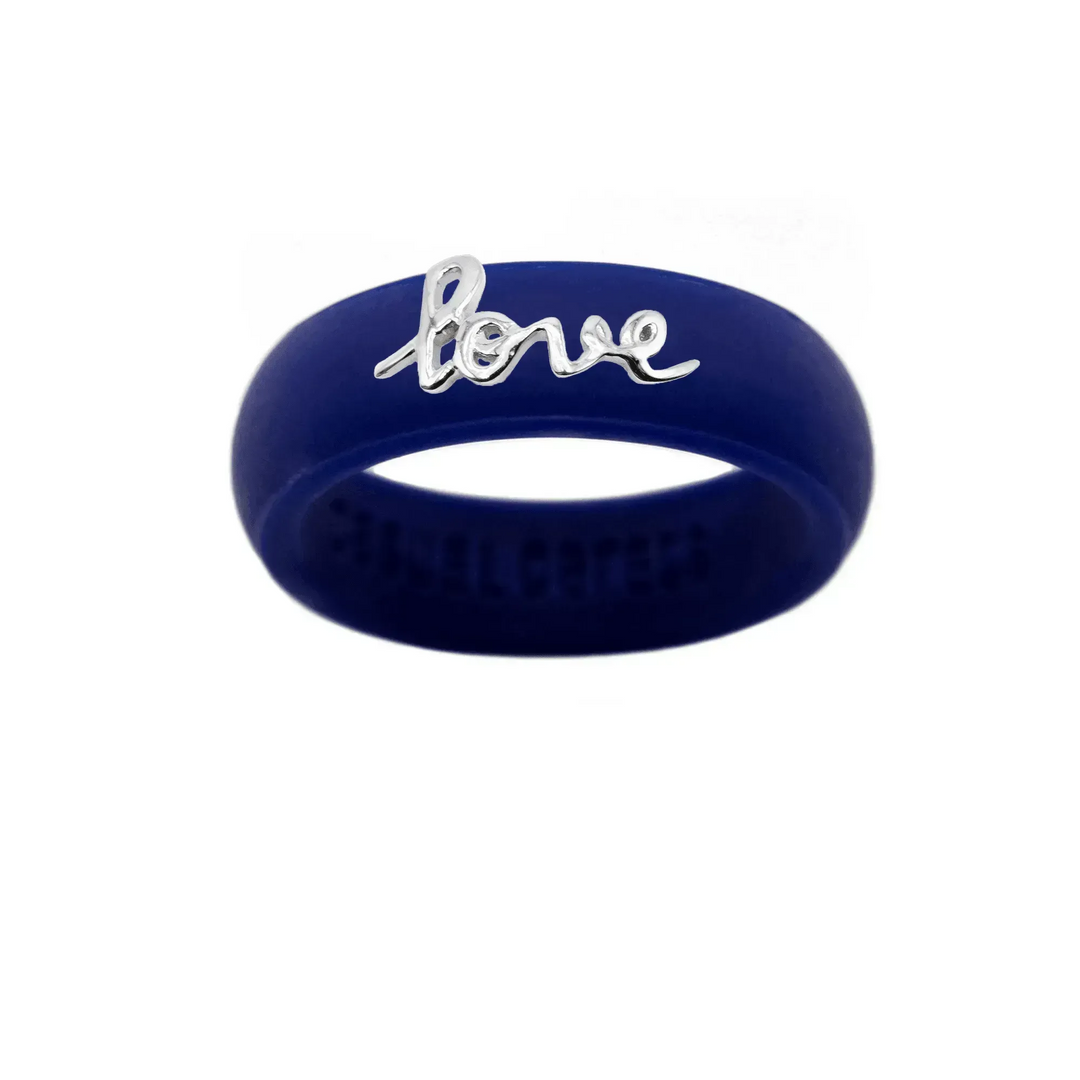 Sterling Silver Script "Love" Silicone Ring - Size 8