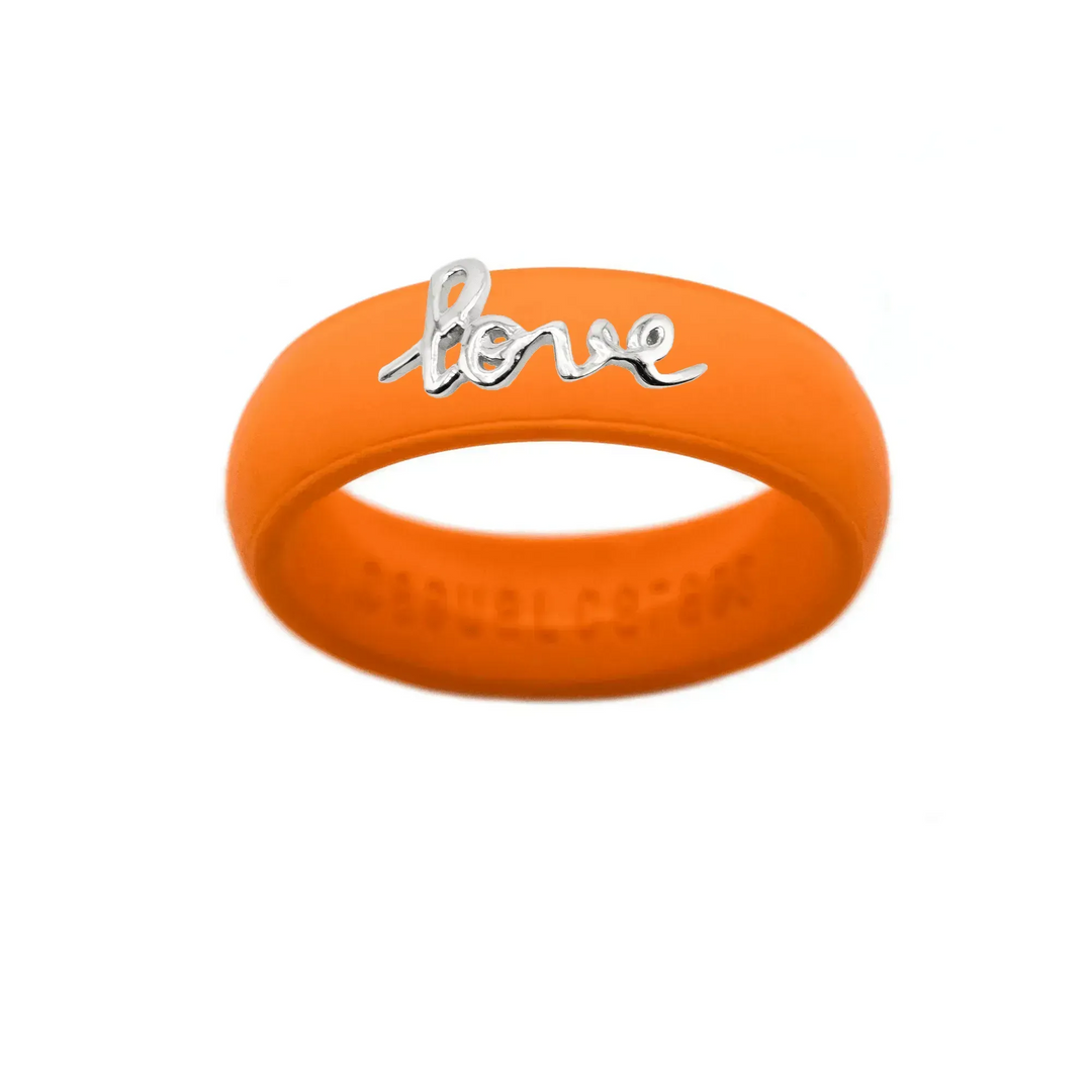 Sterling Silver Script "Love" Silicone Ring - Size 8
