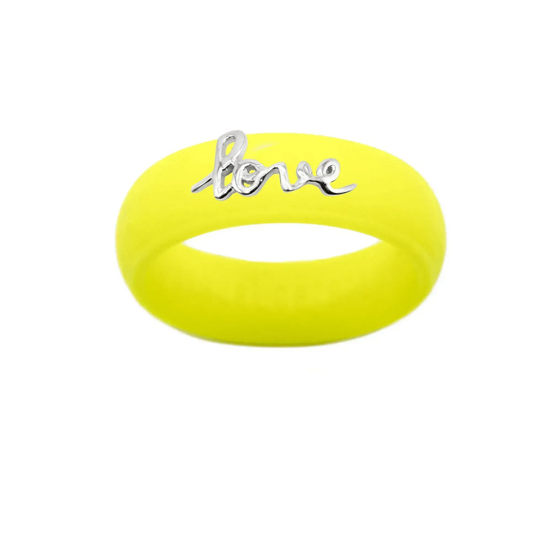 Sterling Silver Script "Love" Silicone Ring - Size 8