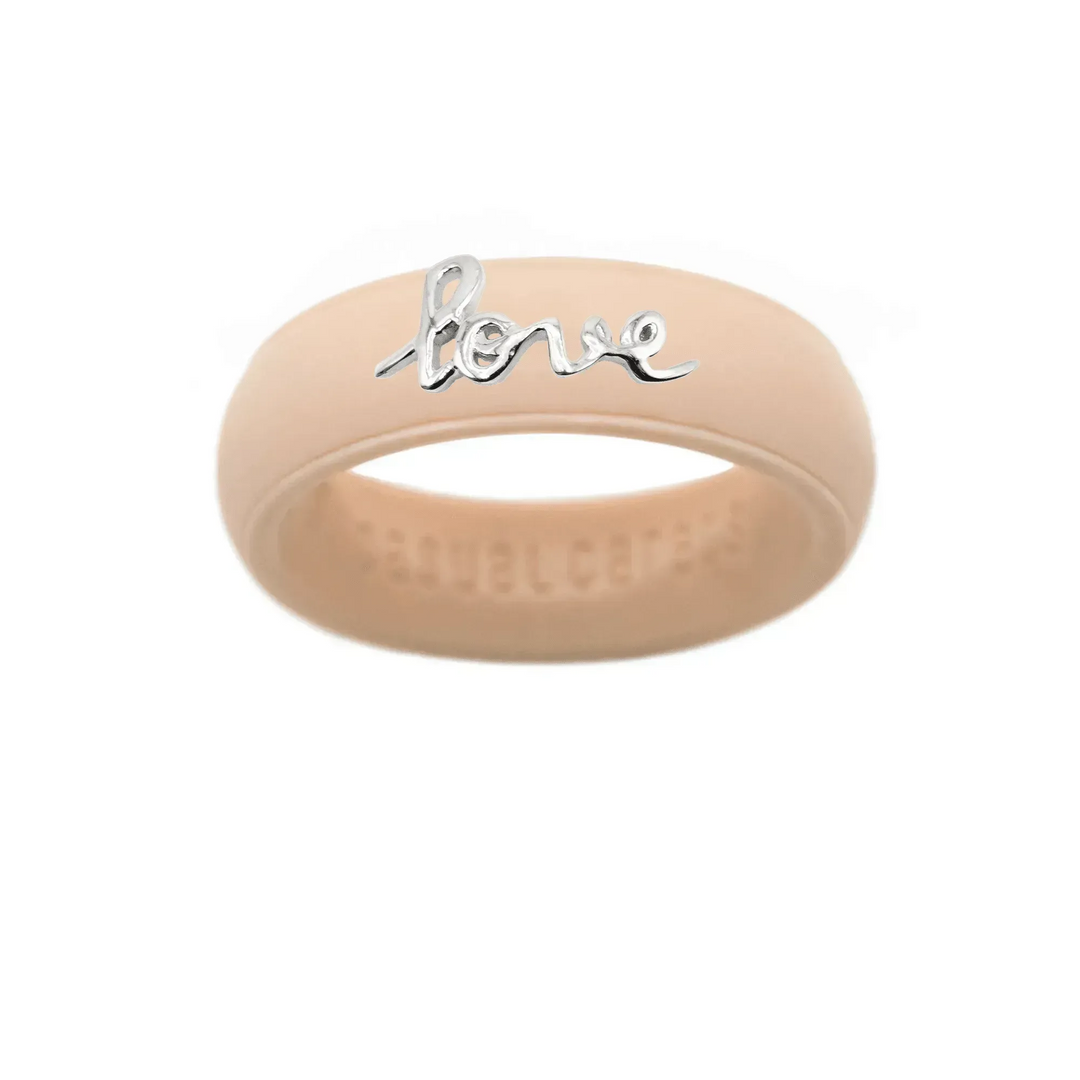 Sterling Silver Script "Love" Silicone Ring - Size 8