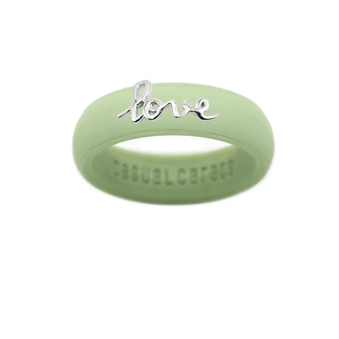 Sterling Silver Script "Love" Silicone Ring - Size 8