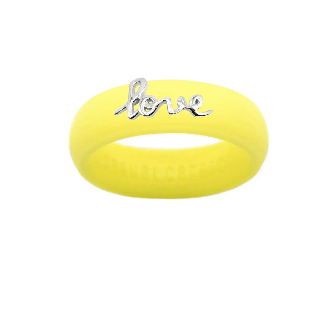 Sterling Silver Script "Love" Silicone Ring - Size 8