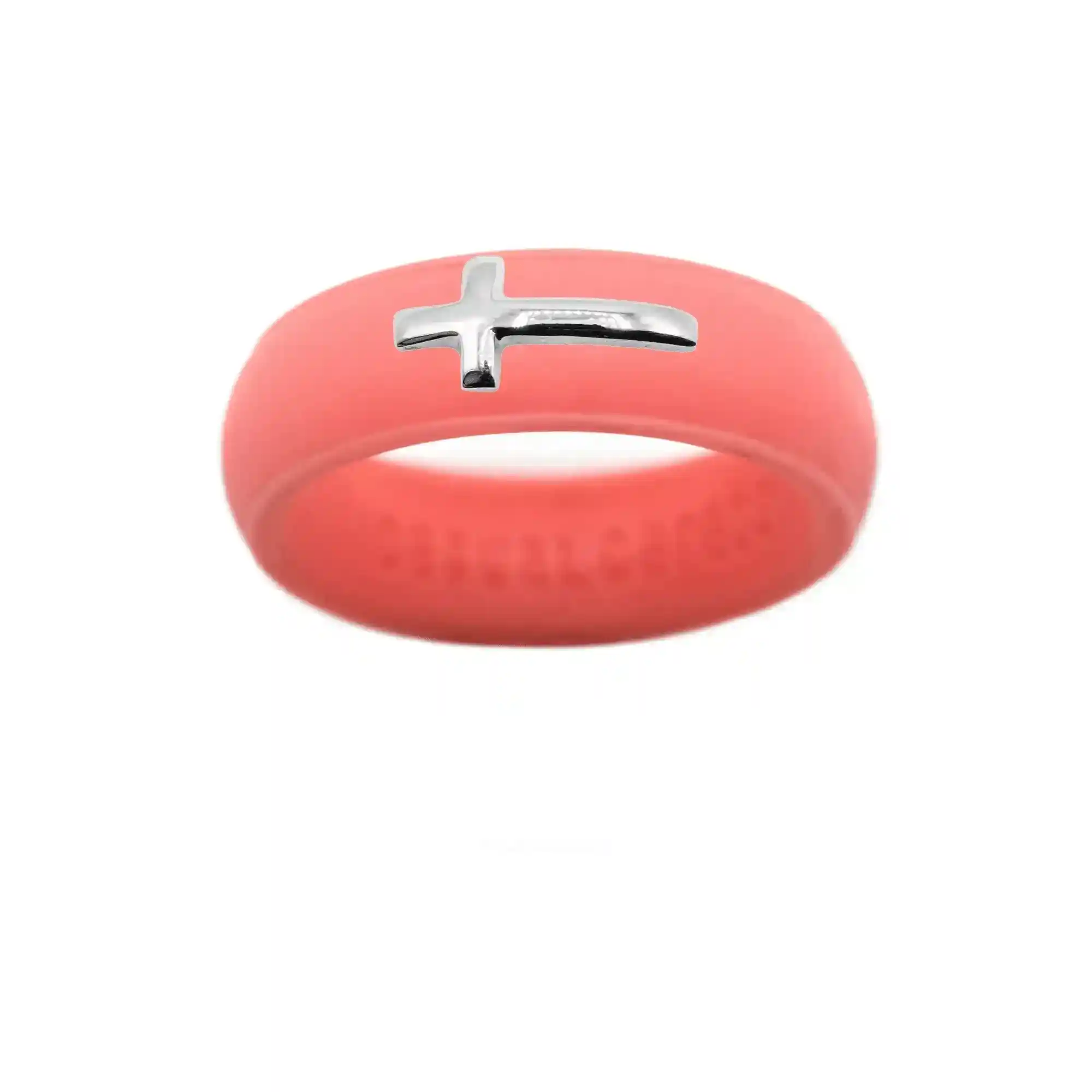 Sterling Silver Sideways Cross Silicone Ring - Size 6
