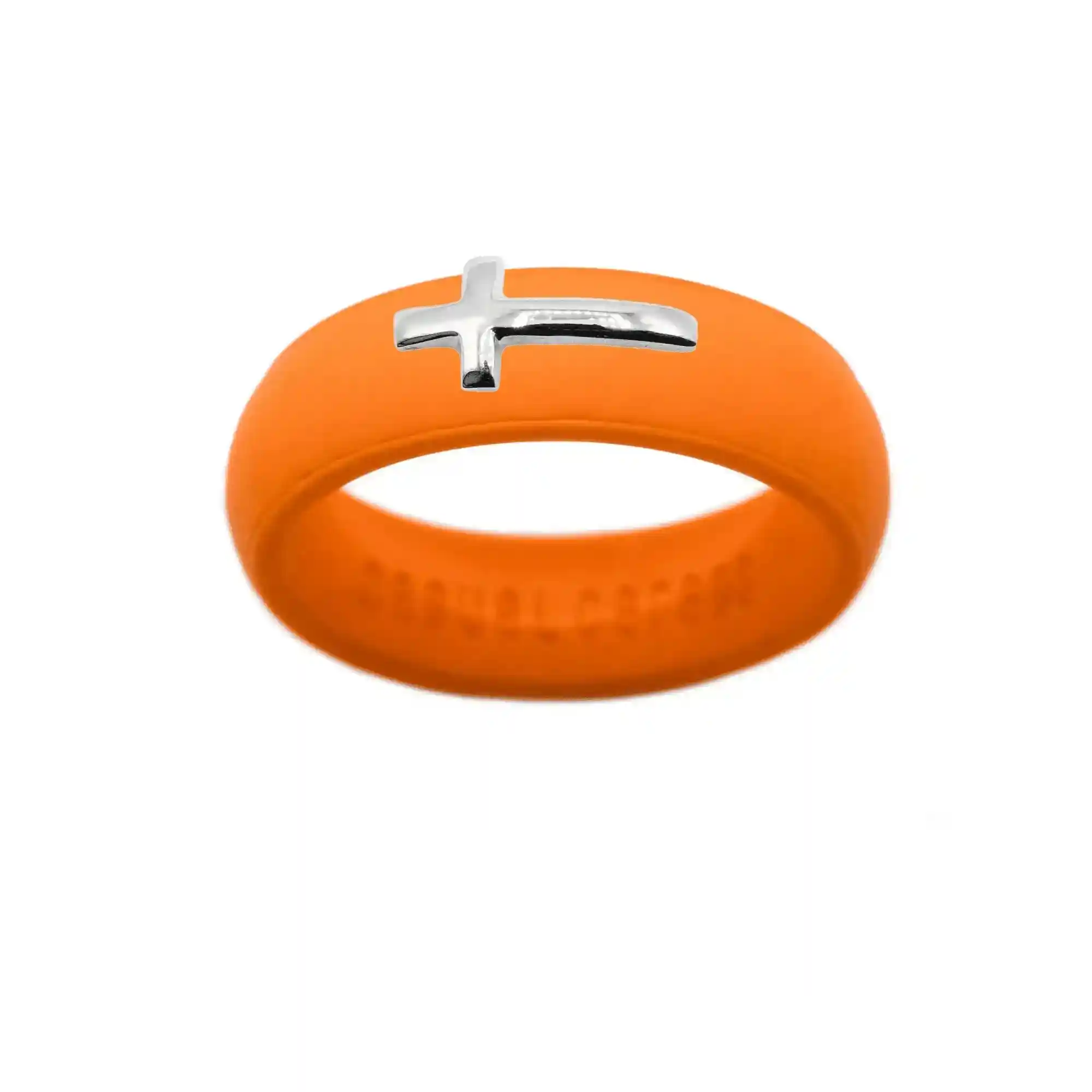 Sterling Silver Sideways Cross Silicone Ring - Size 8