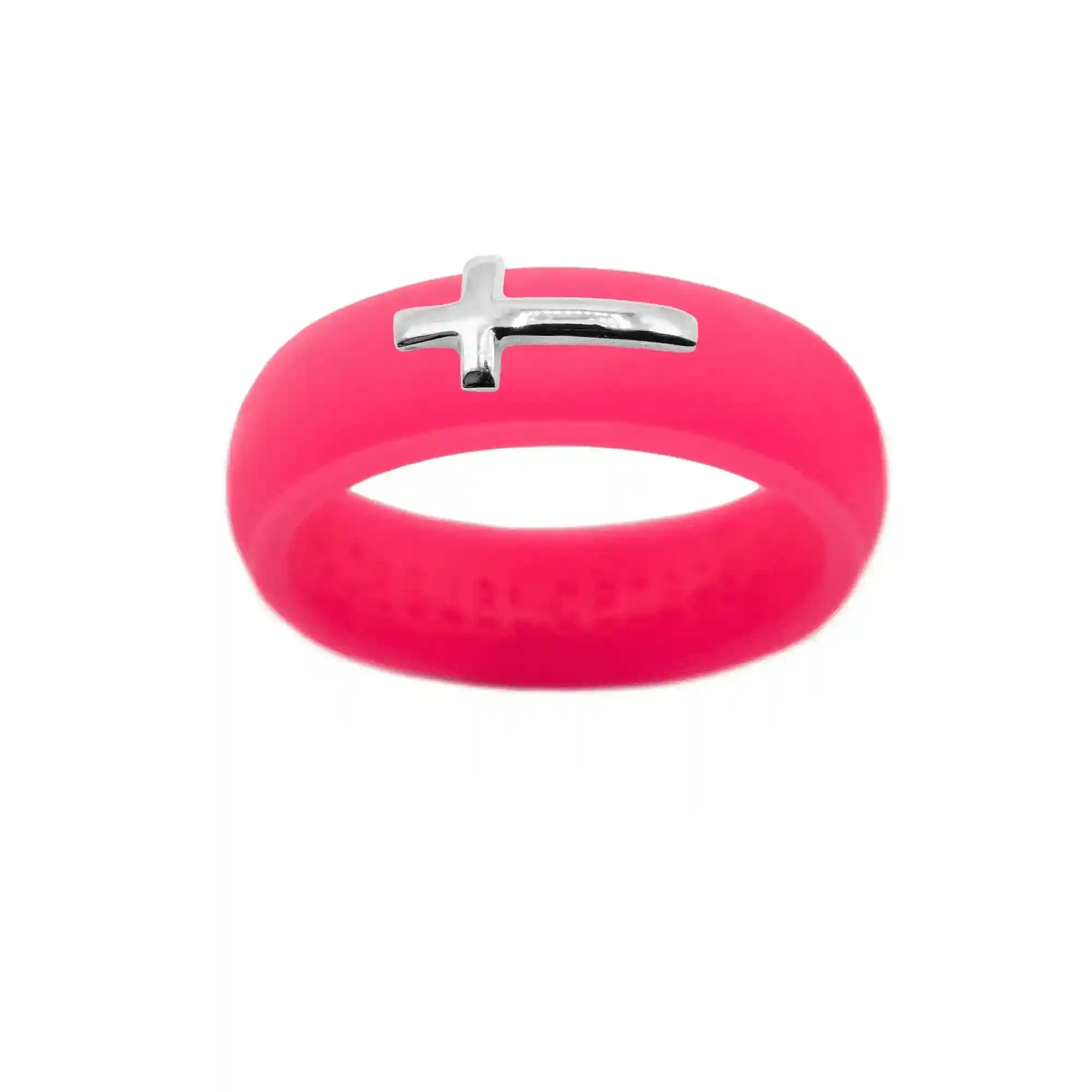 Sterling Silver Sideways Cross Silicone Ring - Size 7