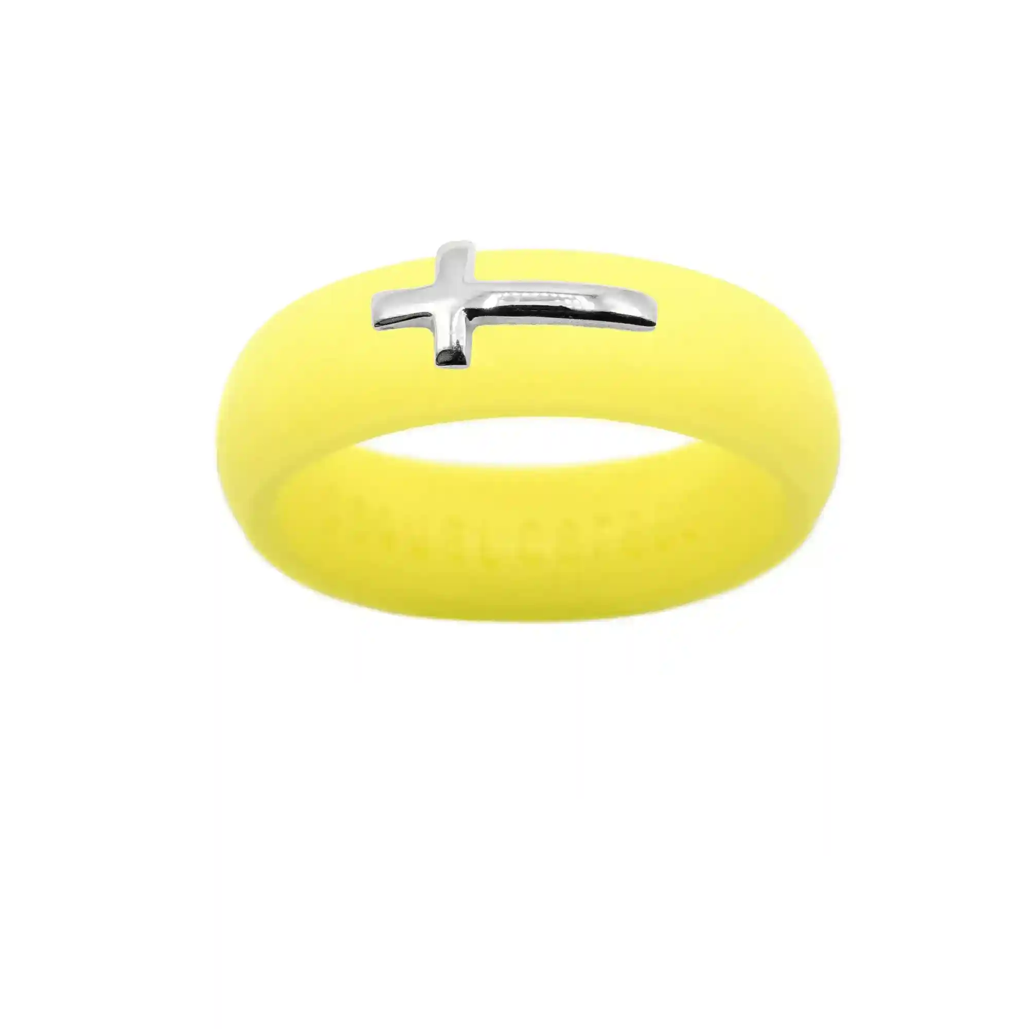Sterling Silver Sideways Cross Silicone Ring - Size 8