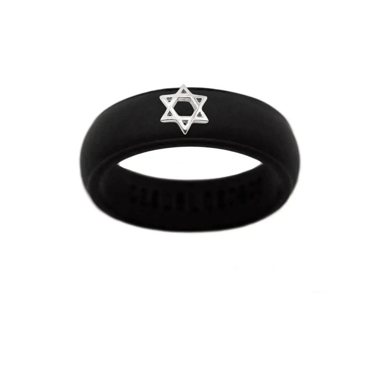 Sterling Silver Star of David Silicone Ring - Size 4