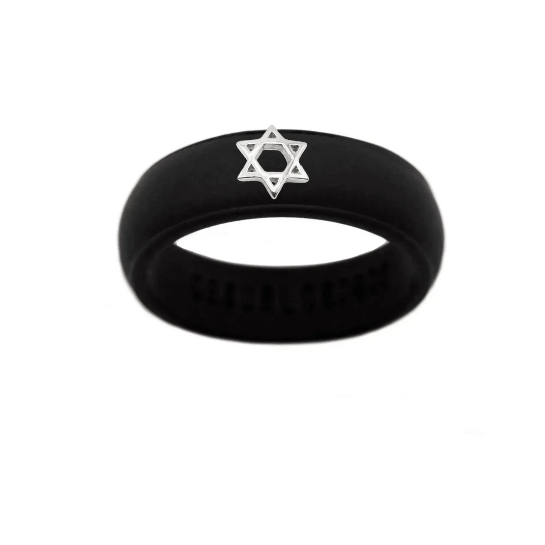 Sterling Silver Star of David Silicone Ring - Size 4
