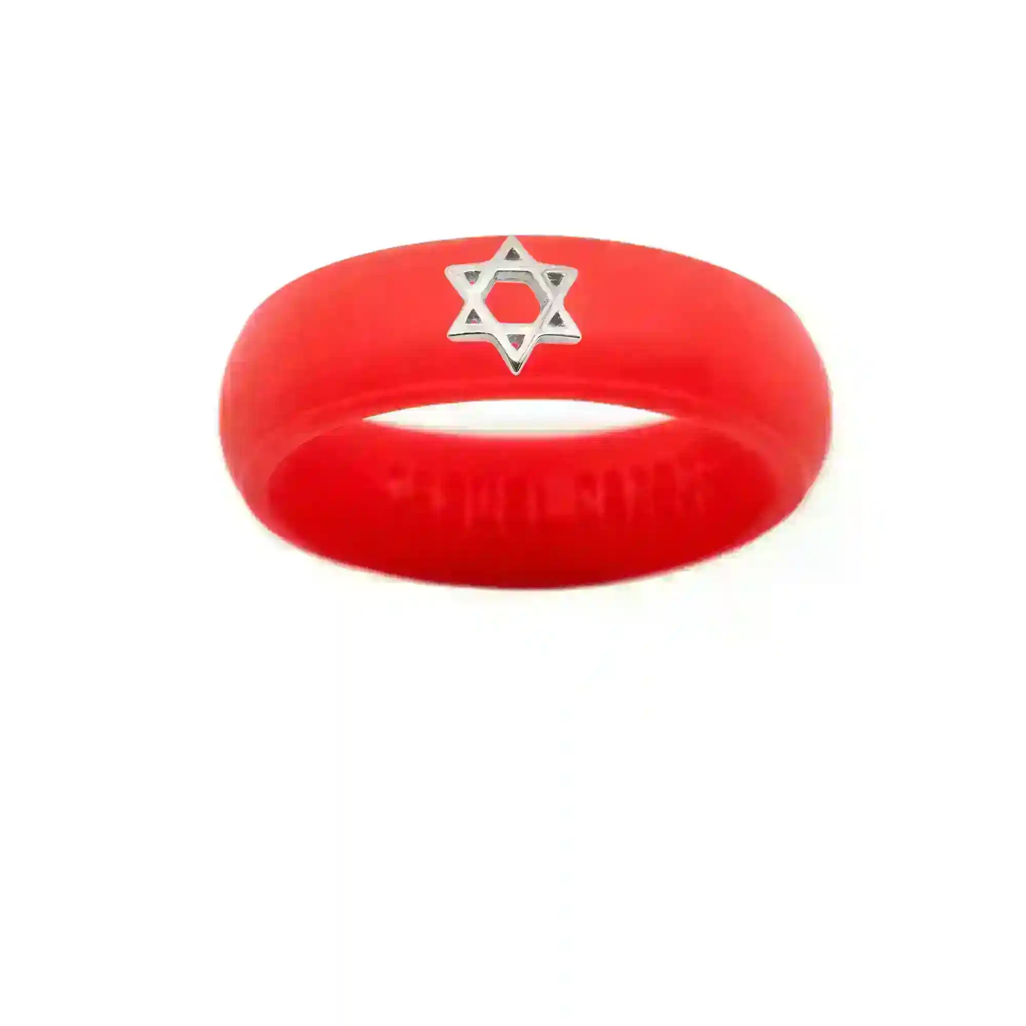 Sterling Silver Star of David Silicone Ring - Size 8