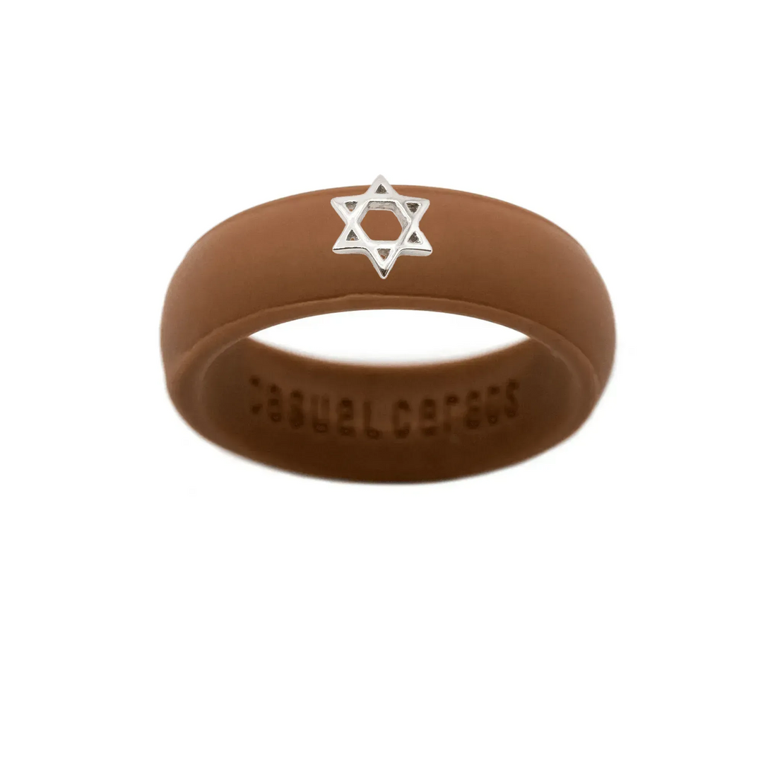 Sterling Silver Star of David Silicone Ring - Size 4
