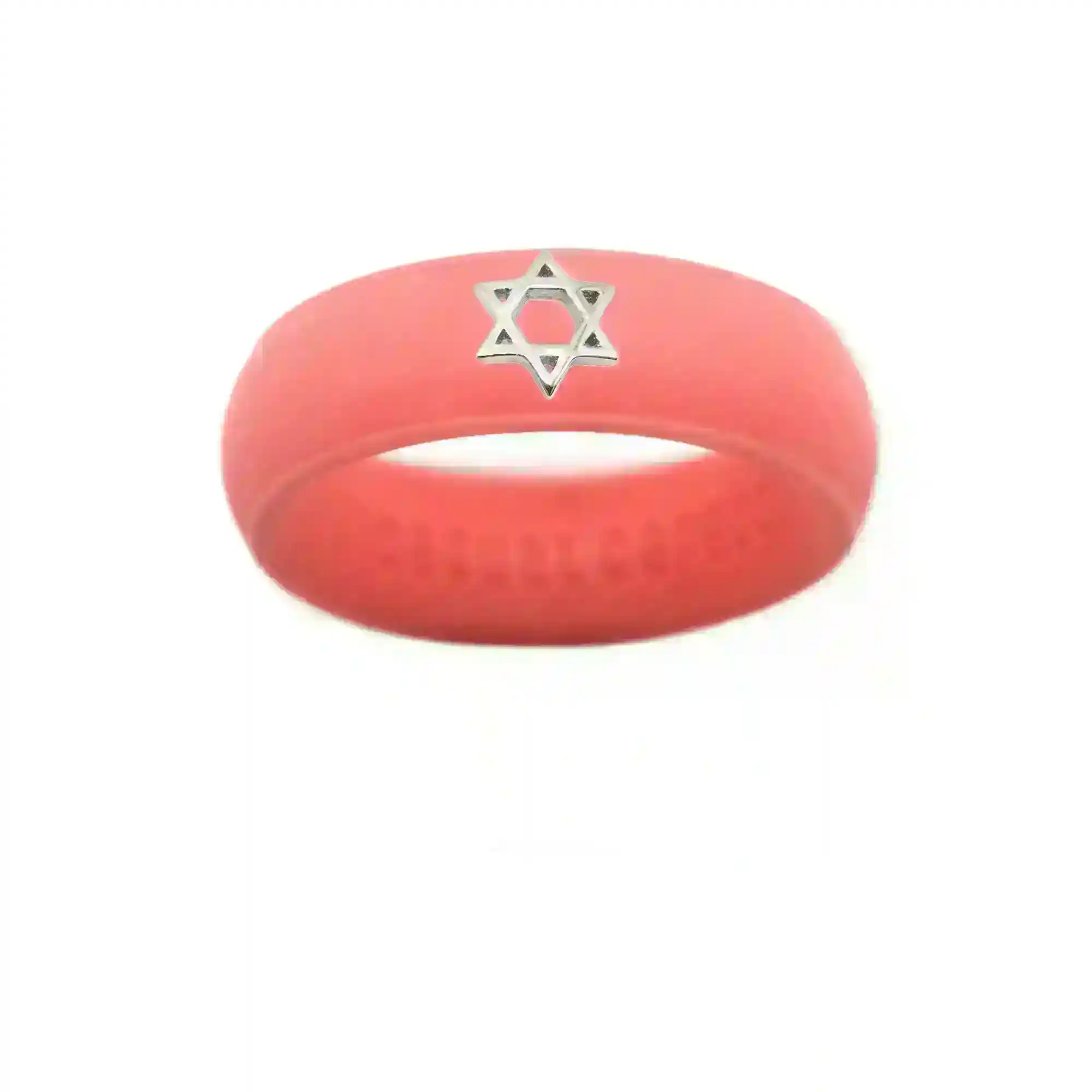 Sterling Silver Star of David Silicone Ring - Size 7