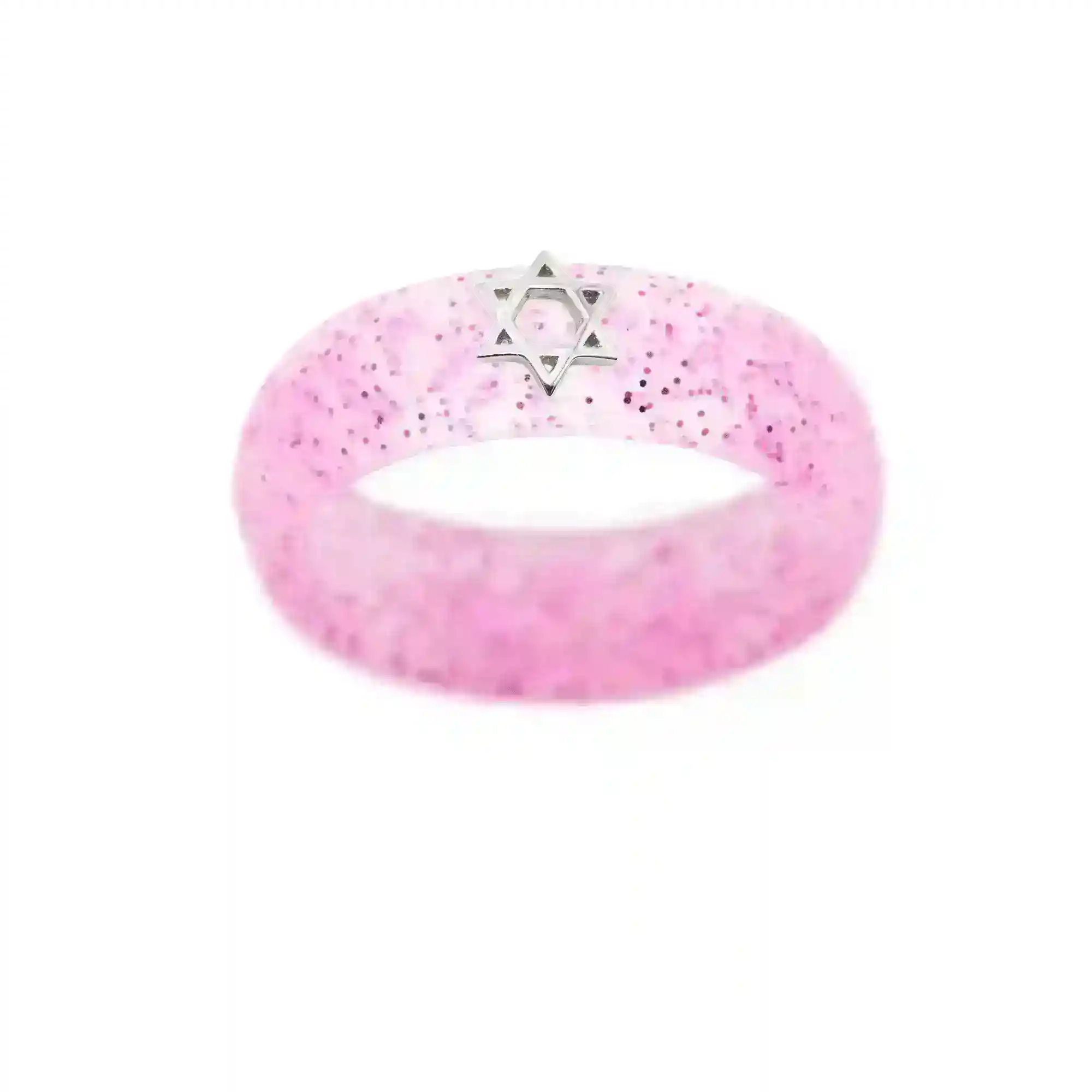 Sterling Silver Star of David Silicone Ring - Size 6