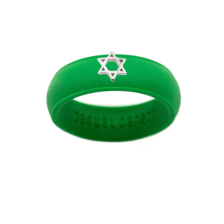 Sterling Silver Star of David Silicone Ring - Size 4