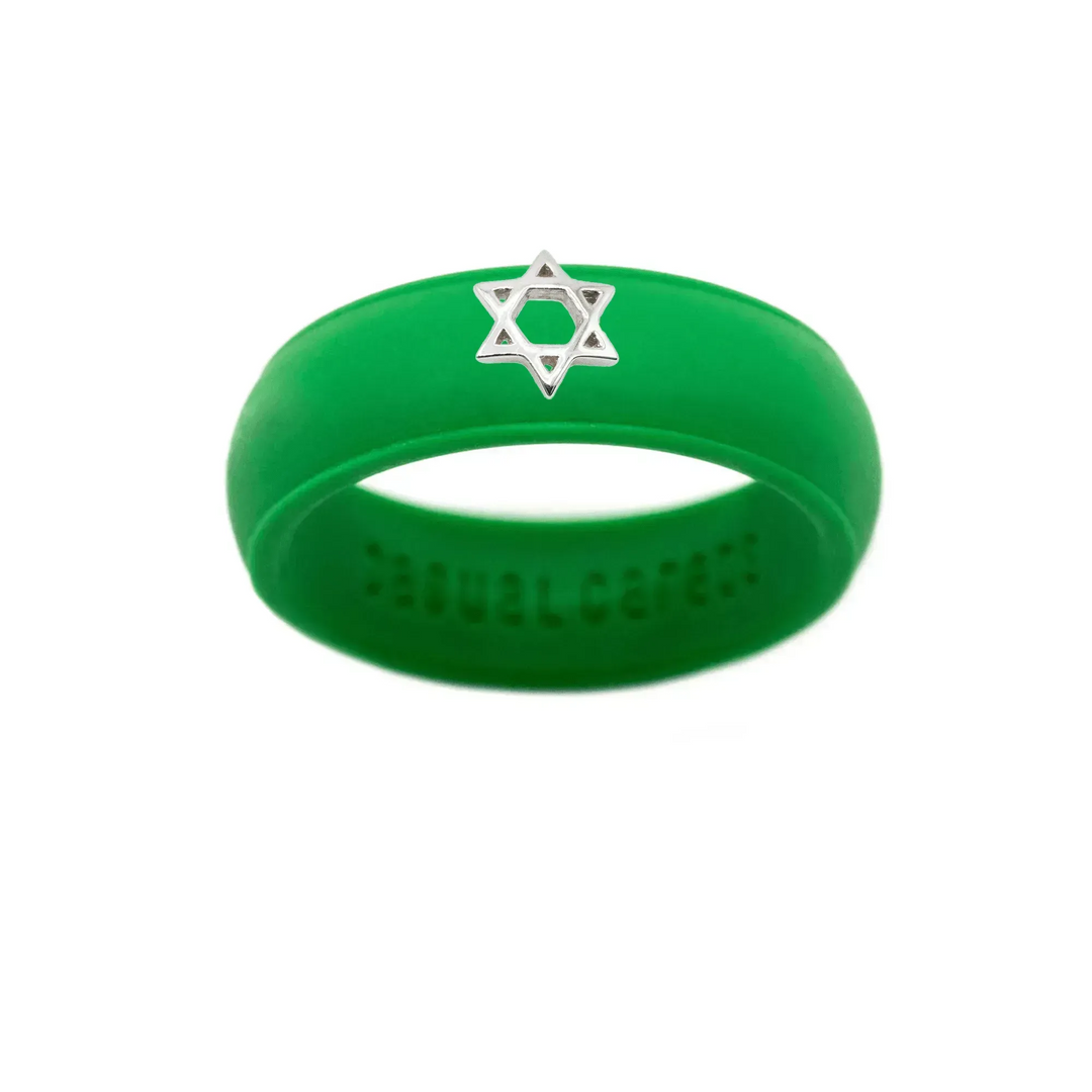 Sterling Silver Star of David Silicone Ring - Size 4