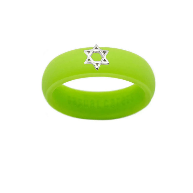 Sterling Silver Star of David Silicone Ring - Size 4