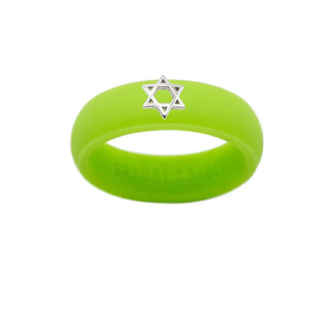 Sterling Silver Star of David Silicone Ring - Size 4