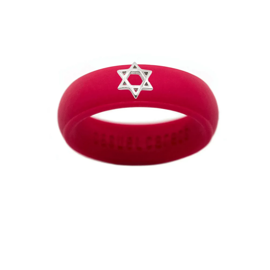 Sterling Silver Star of David Silicone Ring - Size 4