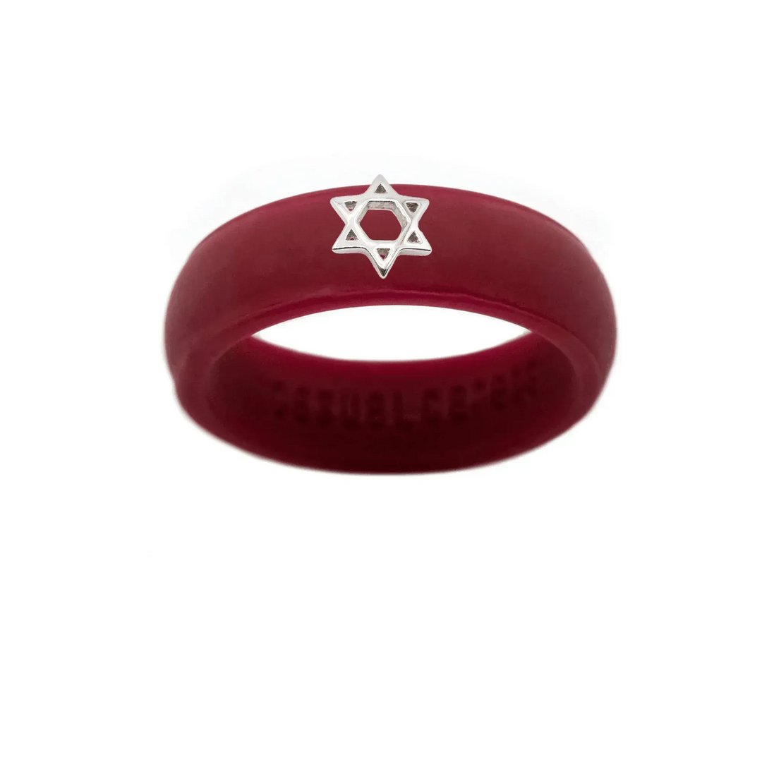 Sterling Silver Star of David Silicone Ring - Size 4